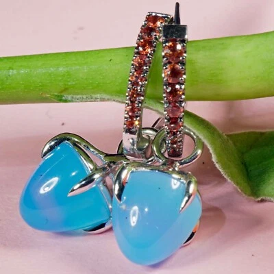 Saphir Paraiba-Achat Ohrhänger 750er Weissgold...Italienische Lebensfreude pur - Bild 1 von 4
