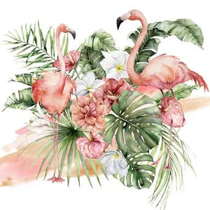 Servilletas de papel para bebidas FLAMINGO PARADISE 20 piezas acuarela rosa, servilletas Monstera - Imagen 1 de 4