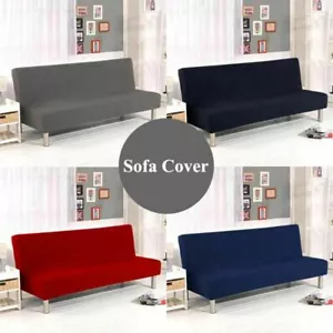 Armless Sofa Bed Cover Sofa Slipcover Stretch Futon Full Folding Couch Protector - Picture 1 of 44