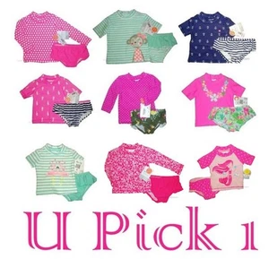 Girls Swimsuit Rash Guard 2 pc Set Shirt Swim wear Children's Carters UPF 50+ - Picture 1 of 10
