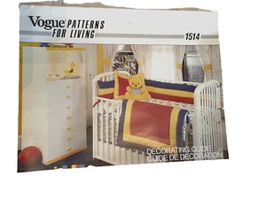 Almohadillas para parachoques edredón ropa de cama de cuna almohada Vogue 1514 patrón cortado y completo 1985 coser - Imagen 1 de 10
