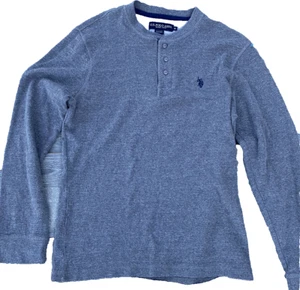 U.S Polo Assn Sweater Men waffle Top Men’s Long Sleeve Gray Size M A000229 - Picture 1 of 9
