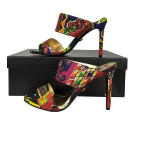 Versace Women's Design Love Letter By Versace High Heel Sandals Multicolor Sz 37 - Picture 1 of 7