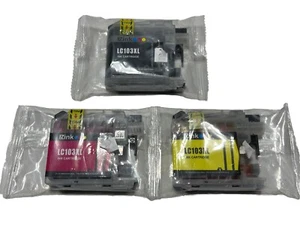 EZ Ink Cartridges for Brother LC103XL Lot Of 3 Yellow Black Magenta New In Bag - Picture 1 of 5