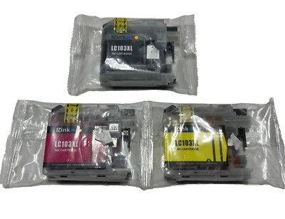 EZ Ink Cartridges for Brother LC103XL Lot Of 3 Yellow Black Magenta New In Bag - Image 1 of 4