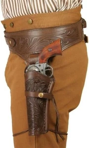 Western Leather Gun Holster Belt Hand Tooled Cowboy Holster for Revolver Pistol - Picture 1 of 6
