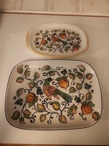 2 calcomanías italianas Nova Deruta y bandeja rectangular pintada a mano para platos pájaro - Imagen 1 de 14