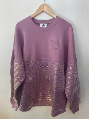 Camiseta Walt Disney World 50º Aniversário Spirit Lantejoulas Rosa Iridescente Feminina Extra Grande - Imagem 1 de 4