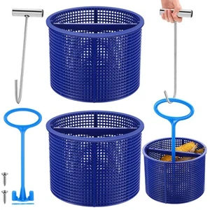 2 Pcs Pool Skimmer Basket with 1 Skimmer Handle and 1 Basket Hook Kit Compati... - Picture 1 of 6