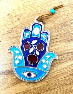 Chai Evil eye Hamsa Wall Hanging Silver plated Pomegranates success protected - Picture 1 of 6