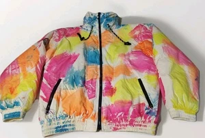 Vtg 80s Ocean Pacific OP 720 Airborne Neon Ski Jacket Large Skate Surf Hooded - Picture 1 of 11
