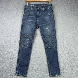 G Star RAW Jeans Mens 30x30 Blue 5620 3D Zip Knee Skinny Distressed Denim Pants - Picture 1 of 23