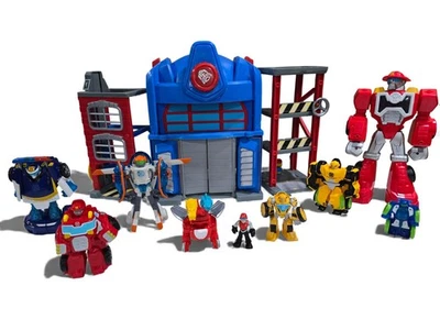 Transformers Rescue Bots Optimus Electronic Fire Station Prime Playset  9 Figs! - Image 1 of 4
