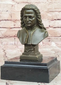 Strauss Bach Bronze Bust Sculpture Statue Vintage Musician Figurine Signed Decor - Picture 1 of 10