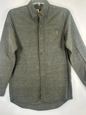 Рубашка коричневая мужская M зеленая фланелевая с длинным рукавом с воротником на пуговицах - Изображение 1 из 4