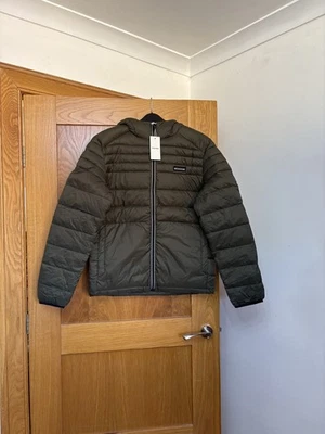 Jack & Jones Lightweight Hooded Puffer Jacket Colour Dark Green Size S - Image 1 of 4