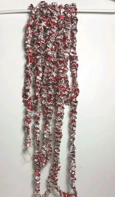 Vintage Christmas, Christmas Garland Red And Silver Foil 24' Length  - Image 1 of 4