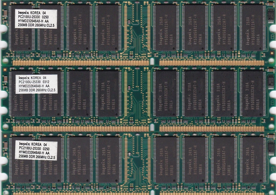 768MB 3x256MB PC-2100 DDR-266 HYNIX HYMD232646A8-H AA RAM MEMORY RAM KIT DDR1 - Image 1 of 2