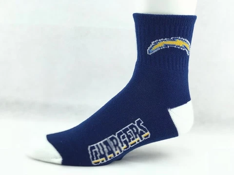 Los Angeles Chargers Football Navy & White Deuce Quarter Socks Cover