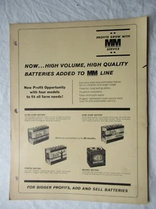 Minneapolis Moline Tractor Battery and Hydraulic Fluid Print AD Flyer Sheet - Picture 1 of 2