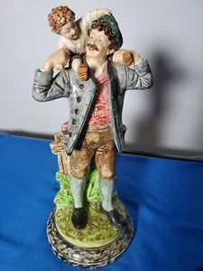 Bernard Bloch Antique Figure 4124 man with a boy on shoulder  overall in good co - Picture 1 of 6