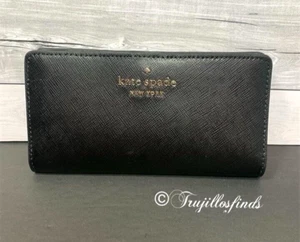 Kate Spade New York Staci Large Slim Bifold Wallet Black Leather New - Picture 1 of 9