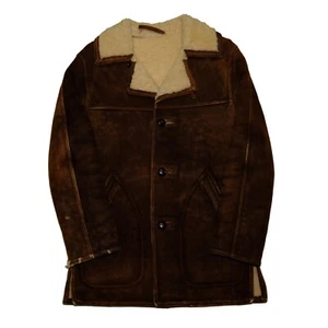 Vintage Jacket House Leather Coat Jacket Size 34 Brown Sherpa Lined - Picture 1 of 5