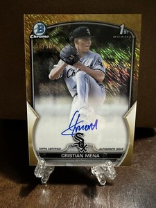 2023 Bowman Chrome 1st Cristian Mena 50/50 Gold Shimmer Auto #CPA-CM (READ)
