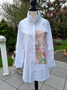 Langarm-Bluse von Aust, Größe S, weiß mit farbigem Aufdruck - Bild 1 von 4