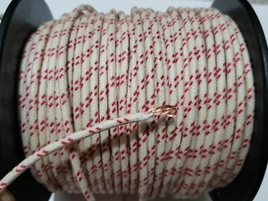 10 feet Vintage Braided Cloth Covered Primary Wire 14 ga gauge White w/ 2 Red - Picture 1 of 2