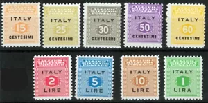 Italy A.M.G. Sc 1N1-1N9 Multicolor 15c-1l 1943 MNH Original Gum Set - Picture 1 of 1