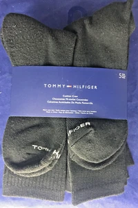 Tommy Hilfiger Men's Crew Socks 5 Pair CUSHION BLACK Sz 7-12 New - Picture 1 of 2