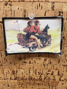 Sexy Vintage Scooter Pinup Girl With Guy And Dog  Sew-On Patch New A-2 - Picture 1 of 1