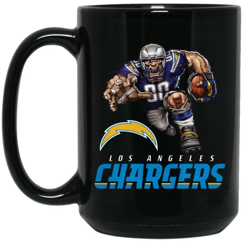 Los Angeles Chargers Boltman Player Mascot Black 15 oz Ceramic Coffee Mug Cup Cover