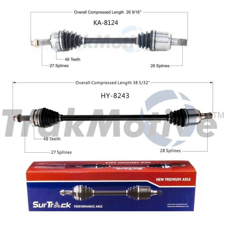 Juego de pares de 2 ejes delanteros CV SurTrack para Kia Optima 2.4 L4 automático 11-13 Foto 1 de 1