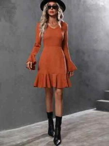 Vestido para mujer talla ""M (6)" ""L (8-10)" "XL (12)" señora manga flotante con dobladillo con volantes - Imagen 1 de 6