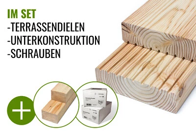 Terrassendielen Lärche Plus 40 mm, Länge 4 m Komplettset Dielen+Schrauben+UK - Bild 1 von 4