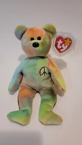 RARE 1996 TY BEANIE BABY PEACE BEAR P.E. Pellets - Picture 1 of 12