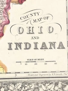Mapa del Estado Americano del Atlas de Mitchell 1865 Ohio Indiana fechado 1864 - Imagen 1 de 6