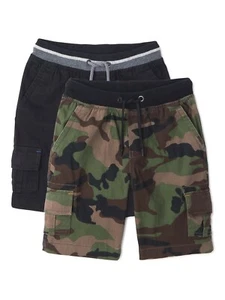 Wonder Nation Boys Cargo Shorts, 2-Pack, Black/Camo, XS (4-5) - Picture 1 of 2