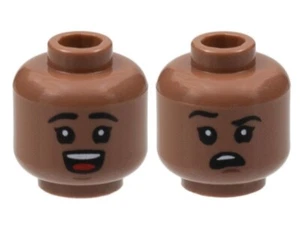 New LEGO African American Head Brown Raised Eyebrow Mom Sister Teen Dad Unisex - Picture 1 of 1