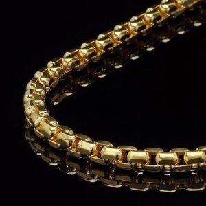 14K Yellow Gold 3mm Round Box Chain (Solid Links) 18"-30" - Picture 1 of 8