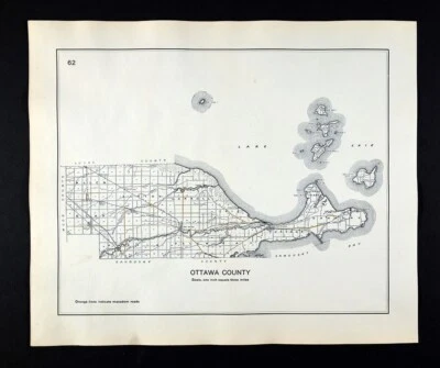 1910 Ohio Highway Map Ottawa County Lakeside Marblehead Port Clinton Oak Harbor - Image 1 of 4