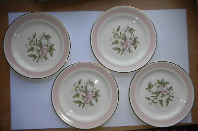 4 Vintage Homer Laughlin Nautilus Eggshell Pink Magnolia Dessert Plates 6 Inch • 35$