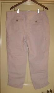 Eddie Bauer Women's Light Rose Ripstop Cargo Crop Pants Size 14 Tall-New - Picture 1 of 7