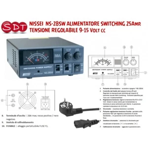 NISSEI NS-28SW ALIMENTATORE SWITCHING 25Amp. TENSIONE REGOLABILE 9-15 Volt cc - Zdjęcie 1 z 2