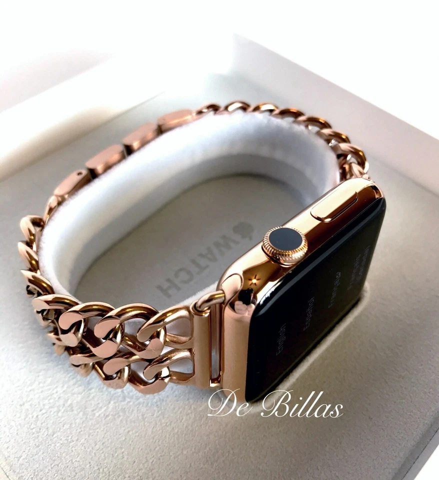 42MM Apple Watch 24K Rose Gold plated, Rose Gold Links Band CUSTOM - Image 1 of 4