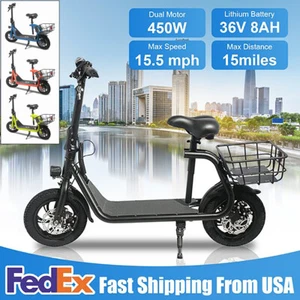Sport Electric Scooter with Seat Electric Bike Moped Adult for Commuter 450W 36V - Picture 1 of 20
