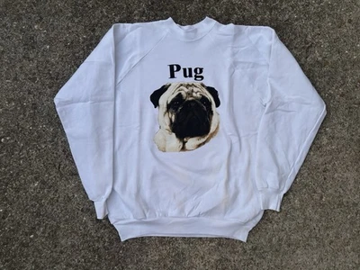Vintage 80s Streetwear Mens XLarge Distressed Spell Out Pug Dog Sweatshirt USA - Image 1 of 4