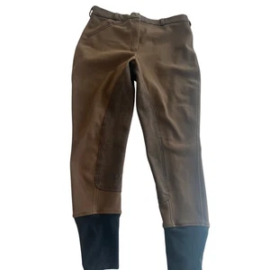 USG Equestrian Full Seat Riding Breeches Women’s Brown Suede Grip Stretch Sm - Picture 1 of 13